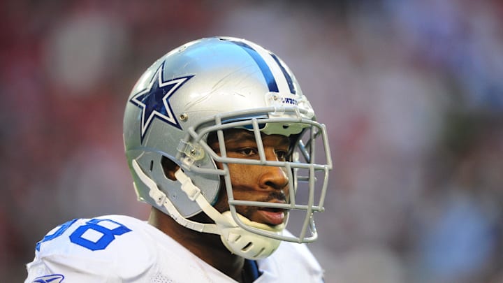 Dec. 4, 2011; Glendale, AZ, USA; Dallas Cowboys defensive end (98) Marcus Spears against the Arizona Cardinals at University of Phoenix Stadium. Mandatory Credit: Mark J. Rebilas-Imagn Images