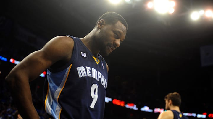 May 5, 2013; Oklahoma City, OK, USA; Memphis Grizzlies guard Tony Allen (9) reacts to a play against the Oklahoma City Thunder in game one of the second round of the 2013 NBA Playoffs at Chesapeake Energy Arena. The Thunder defeated the Grizzlies 93-91. Mandatory Credit: Mark D. Smith-Imagn Images May 5, 2013; Oklahoma City, OK, USA; Memphis Grizzlies guard Tony Allen (9) reacts to a play against the Oklahoma City Thunder in game one of the second round of the 2013 NBA Playoffs at Chesapeake Energy Arena. The Thunder defeated the Grizzlies 93-91. Mandatory Credit: Mark D. Smith-Imagn Images