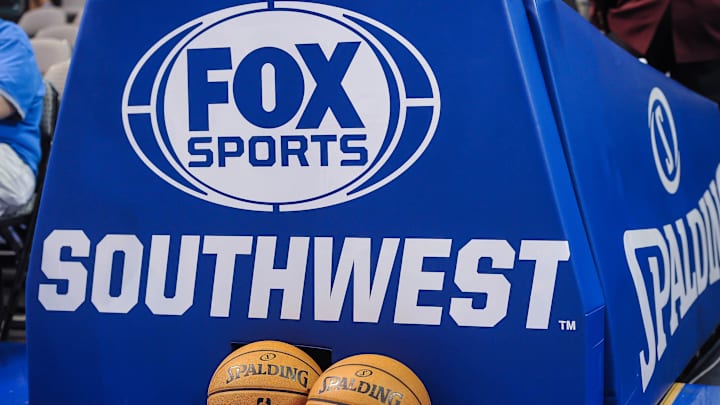 Oct 15, 2012; Dallas, TX, USA; A view of the Fox Sports Southwest logo during the game between the Dallas Mavericks and the Houston Rockets at the American Airlines Center. The Mavericks defeated the Rockets 123-104. Mandatory Credit: Jerome Miron-Imagn Images Oct 15, 2012; Dallas, TX, USA; A view of the Fox Sports Southwest logo during the game between the Dallas Mavericks and the Houston Rockets at the American Airlines Center. The Mavericks defeated the Rockets 123-104. Mandatory Credit: Jerome Miron-Imagn Images