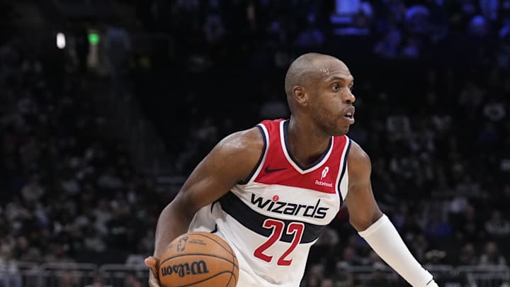 Oct 22, 2025; Milwaukee, Wisconsin, USA; Washington Wizards forward Khris Middleton (22) drives to the basket against the Milwaukee Bucks in the second half at Fiserv Forum. Mandatory Credit: Michael McLoone-Imagn Images Oct 22, 2025; Milwaukee, Wisconsin, USA; Washington Wizards forward Khris Middleton (22) drives to the basket against the Milwaukee Bucks in the second half at Fiserv Forum. Mandatory Credit: Michael McLoone-Imagn Images