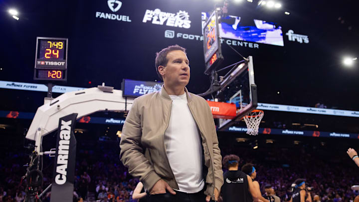 Nov 15, 2023; Phoenix, Arizona, USA; Phoenix Suns owner Mat Ishbia in attendance against the Minnesota Timberwolves in the second half at Footprint Center. Mandatory Credit: Mark J. Rebilas-USA TODAY Sports