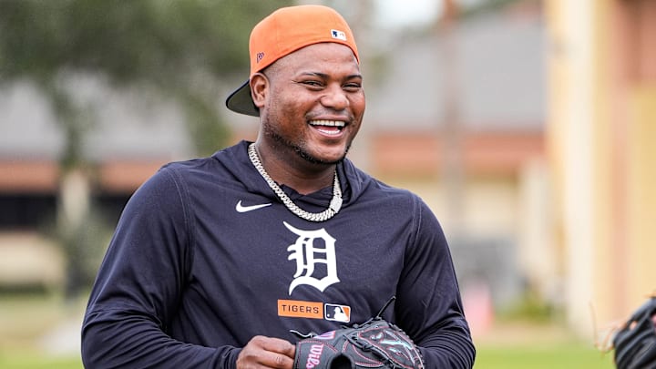 Detroit Tigers pitcher Framber Valdez practices during spring training. 