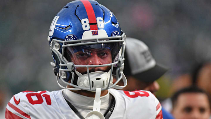 Dec 25, 2023; Philadelphia, Pennsylvania, USA; New York Giants wide receiver Darius Slayton (86) against the Philadelphia Eagles at Lincoln Financial Field. Mandatory Credit: Eric Hartline-USA TODAY Sports