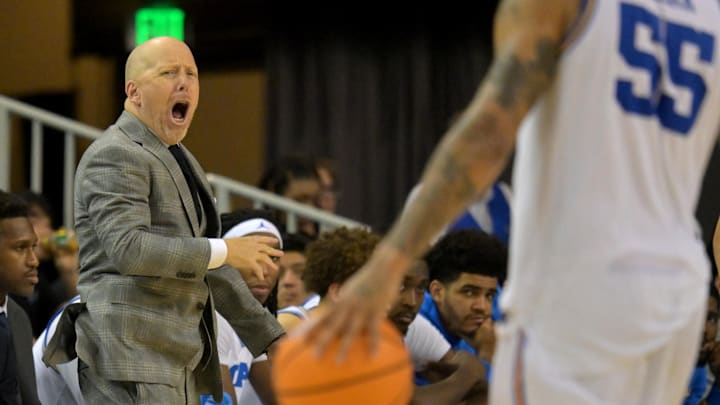 Dec 23, 2025; Los Angeles, California, USA; UCLA Bruins head coach Mick Cronin reacts on the sidelines in the second half against the UC Riverside Highlanders at Pauley Pavilion presented by Wescom Financial. Mandatory Credit: Jayne Kamin-Oncea-Imagn Images Dec 23, 2025; Los Angeles, California, USA; UCLA Bruins head coach Mick Cronin reacts on the sidelines in the second half against the UC Riverside Highlanders at Pauley Pavilion presented by Wescom Financial. Mandatory Credit: Jayne Kamin-Oncea-Imagn Images