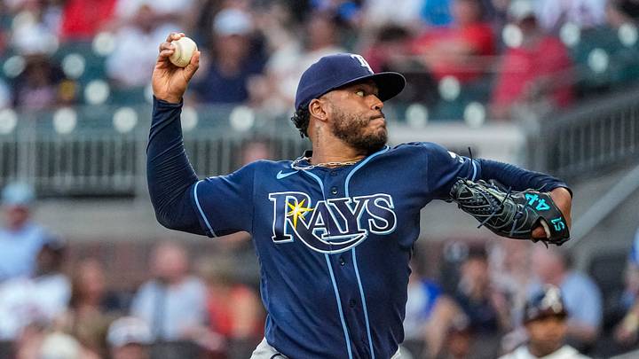 Sep 8, 2026; Cumberland, Georgia, USA; Tampa Bay Rays pitcher Freddy Peralta (51) pitches against the Atlanta Braves during the first inning at Truist Park. Mandatory Credit: Dale Zanine-Imagn Images Sep 8, 2026; Cumberland, Georgia, USA; Tampa Bay Rays pitcher Freddy Peralta (51) pitches against the Atlanta Braves during the first inning at Truist Park. Mandatory Credit: Dale Zanine-Imagn Images
