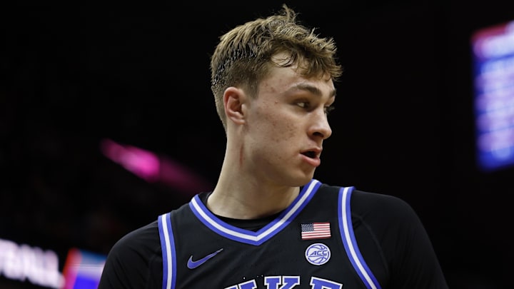 Feb 17, 2025; Charlottesville, Virginia, USA; Duke Blue Devils guard Cooper Flagg (2) stands on the court during a stoppage in play against the Virginia Cavaliers in the second half at John Paul Jones Arena. Mandatory Credit: Geoff Burke-Imagn Images Feb 17, 2025; Charlottesville, Virginia, USA; Duke Blue Devils guard Cooper Flagg (2) stands on the court during a stoppage in play against the Virginia Cavaliers in the second half at John Paul Jones Arena. Mandatory Credit: Geoff Burke-Imagn Images