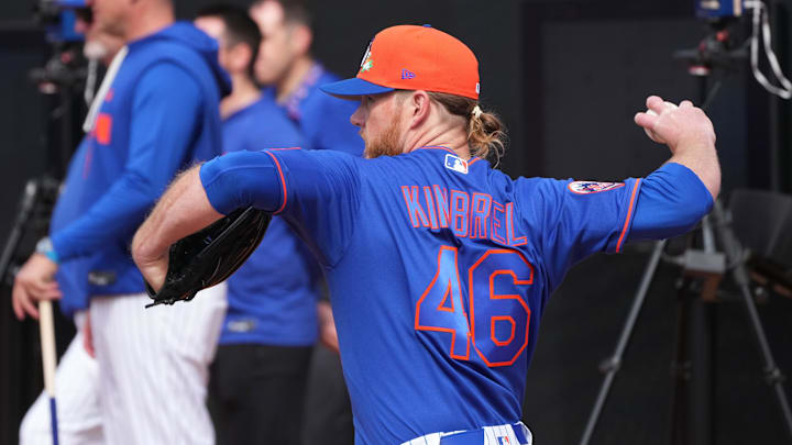 Feb 11, 2026; Port St. Lucie, FL, USA; New York Mets pitcher Craig Kimbrel (46) throws during spring training. Mandatory Credit: Jim Rassol-Imagn Images Feb 11, 2026; Port St. Lucie, FL, USA; New York Mets pitcher Craig Kimbrel (46) throws during spring training. Mandatory Credit: Jim Rassol-Imagn Images