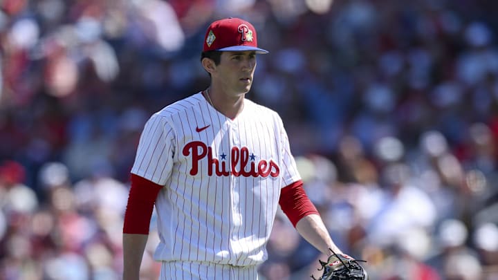 Mar 1, 2026; Clearwater, Florida, USA; Philadelphia Phillies starting pitcher Andrew Painter (76) walks off the field after pitching against the New York Yankees in the first inning during spring training at BayCare Ballpark. Mandatory Credit: Nathan Ray Seebeck-Imagn Images