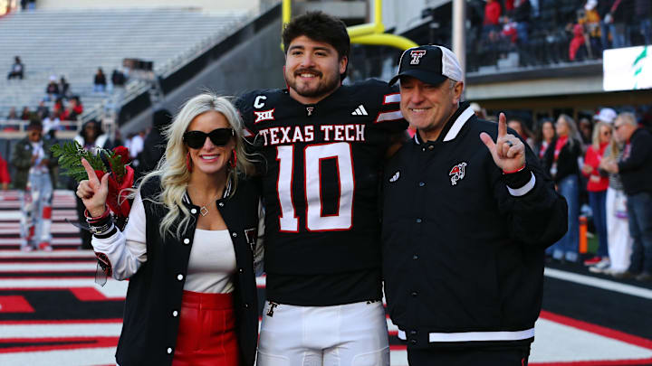 Nov 30, 2024; Lubbock, Texas, USA;  Texas Tech Red Raiders defensive back Jacob Rodriguez (10)  Mandatory Credit: Michael C. Johnson-Imagn Images