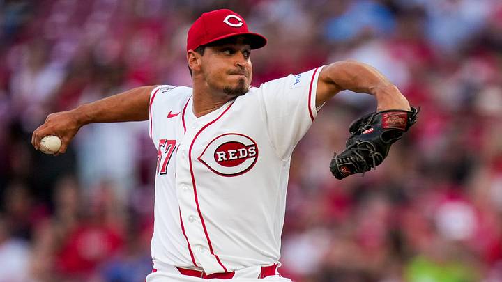 Cincinnati Reds pitcher Julian Garcia (57) makes his MLB debut in the top of the fifth inning of the MLB National League Central game between the Cincinnati Reds and the Milwaukee Brewers at Great American Ball Park in downtown Cincinnati on Tuesday, June 23, 2026. Cincinnati Reds pitcher Julian Garcia (57) makes his MLB debut in the top of the fifth inning of the MLB National League Central game between the Cincinnati Reds and the Milwaukee Brewers at Great American Ball Park in downtown Cincinnati on Tuesday, June 23, 2026.