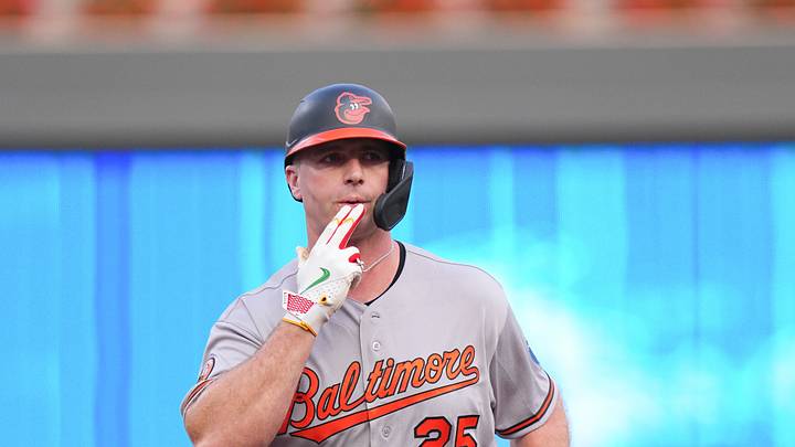 Aug 11, 2026; Minneapolis, Minnesota, USA; Baltimore Orioles first baseman Pete Alonso (25) celebrates his home run against the Minnesota Twins in the first inning at Target Field. Mandatory Credit: Brad Rempel-Imagn Images Aug 11, 2026; Minneapolis, Minnesota, USA; Baltimore Orioles first baseman Pete Alonso (25) celebrates his home run against the Minnesota Twins in the first inning at Target Field. Mandatory Credit: Brad Rempel-Imagn Images