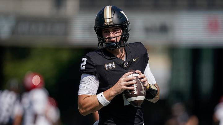 Vanderbilt quarterback Jared Curtis (2) warms up before a game against NC State at FirstBank Stadium in Nashville, Tenn., Saturday, Sept. 19, 2026. Vanderbilt quarterback Jared Curtis (2) warms up before a game against NC State at FirstBank Stadium in Nashville, Tenn., Saturday, Sept. 19, 2026.