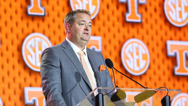 Jul 20, 2026; Tampa, FL, USA; Tennessee Volunteers head coach Josh Heupel speaks to the press during SEC Football Kickoff Media Day at the Tampa Marriott. Mandatory Credit: Nathan Ray Seebeck-Imagn Images Jul 20, 2026; Tampa, FL, USA; Tennessee Volunteers head coach Josh Heupel speaks to the press during SEC Football Kickoff Media Day at the Tampa Marriott. Mandatory Credit: Nathan Ray Seebeck-Imagn Images