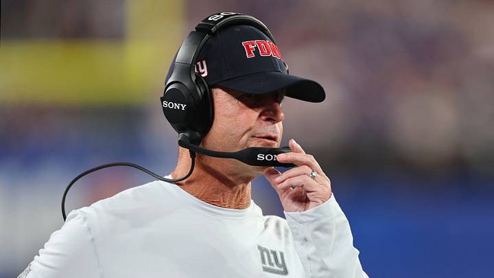 Sep 13, 2026; East Rutherford, New Jersey, USA; New York Giants head coach John Harbaugh looks on during the fourth quarter against the Dallas Cowboys at MetLife Stadium. Sep 13, 2026; East Rutherford, New Jersey, USA; New York Giants head coach John Harbaugh looks on during the fourth quarter against the Dallas Cowboys at MetLife Stadium.