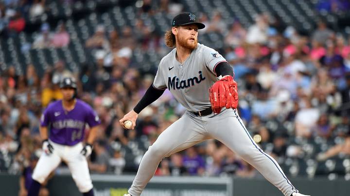 Miami Marlins pitcher Max Meyer. Miami Marlins pitcher Max Meyer.