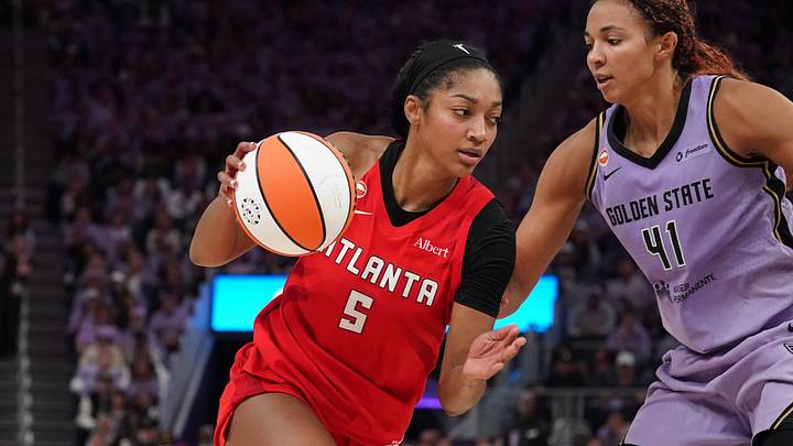 Oct 19, 2026; San Francisco, California, USA; Atlanta Dream forward Angel Reese (5) drives to the basket against Golden State Valkyries center Kiah Stokes (41) in the fourth quarter of game two of the 2026 WNBA Finals at Chase Center. Mandatory Credit: David Gonzales-Imagn Images Oct 19, 2026; San Francisco, California, USA; Atlanta Dream forward Angel Reese (5) drives to the basket against Golden State Valkyries center Kiah Stokes (41) in the fourth quarter of game two of the 2026 WNBA Finals at Chase Center. Mandatory Credit: David Gonzales-Imagn Images
