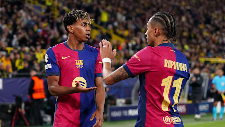 Les stars du FC Barcelone, Lamine Yamal et Raphinha 