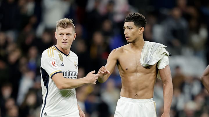 Jude Bellingham (rechts, mit Toni Kroos)