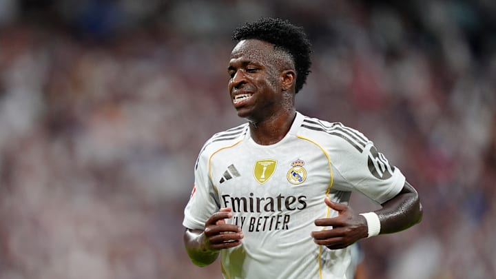 Vinícius Júnior of Real Madrid CF reacts during the La...
