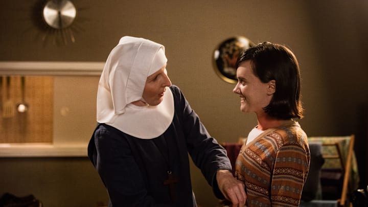Programme Name: Call the Midwife S8 - TX: 03/03/2019 - Episode: n/a (No. 8) - Picture Shows: Sister Hilda (FENELLA WOOLGAR), Julie Shroeder (BESSIE COATES) - (C) Neal Street Productions - Photographer: Ollie Upton