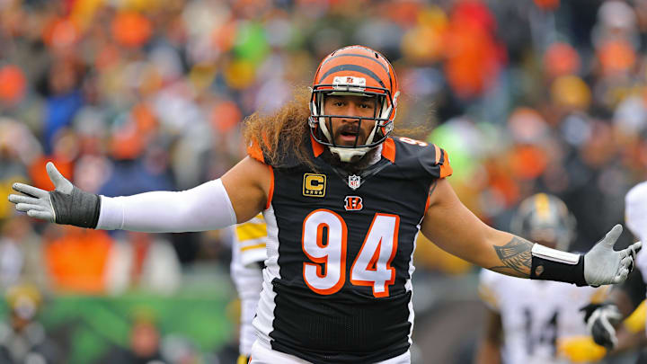 Dec 18, 2016; Cincinnati, OH, USA; Cincinnati Bengals defensive tackle Domata Peko (94) against the Pittsburgh Steelers at Paul Brown Stadium. The Steelers won 24-20. Mandatory Credit: Aaron Doster-Imagn Images