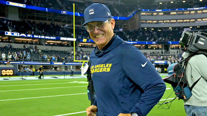 Los Angeles Chargers head coach Jim Harbaugh Los Angeles Chargers head coach Jim Harbaugh