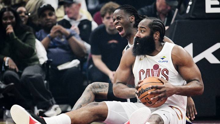 Oct 24, 2026; Cleveland, Ohio, USA; Cleveland Cavaliers guard James Harden (1) looks to pass as Brooklyn Nets guard Keon Ellis (1) reacts during the first quarter at Rocket Arena. Mandatory Credit: Ken Blaze-Imagn Images Oct 24, 2026; Cleveland, Ohio, USA; Cleveland Cavaliers guard James Harden (1) looks to pass as Brooklyn Nets guard Keon Ellis (1) reacts during the first quarter at Rocket Arena. Mandatory Credit: Ken Blaze-Imagn Images