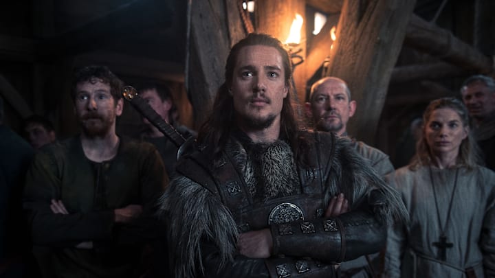 The Last Kingdom / Series Two
Photographer: Des Willie
© Carnival Film & Television Limited 2017
Gerard Kearns (as Halig), Alexander Dreymon (as Uhtred) , Ian Hart (as Beocca) Eva Birthistle (as Hild)