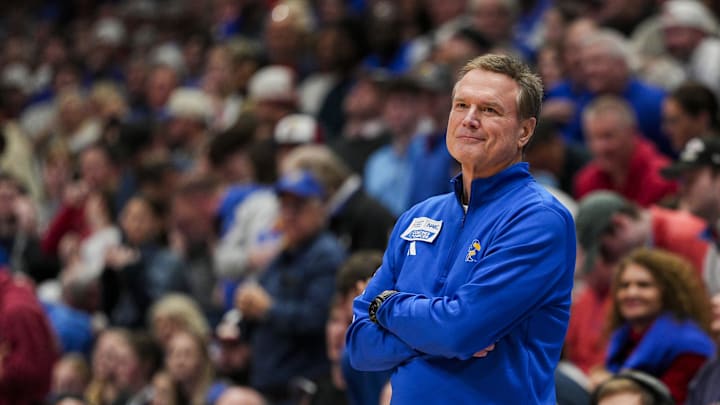 Jan 24, 2026; Columbia, Missouri, USA; Kansas Jayhawks head coach Bill Self reacts during the first half against the BYU Cougars at Mizzou Arena. Mandatory Credit: Jay Biggerstaff-Imagn Images Jan 24, 2026; Columbia, Missouri, USA; Kansas Jayhawks head coach Bill Self reacts during the first half against the BYU Cougars at Mizzou Arena. Mandatory Credit: Jay Biggerstaff-Imagn Images