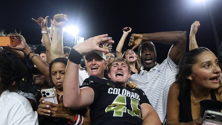Sep 3, 2026; Atlanta, Georgia, USA;  Colorado Buffaloes long snapper Luke Whiting (45) reacts after the game against the Georgia Tech Yellow Jackets at Bobby Dodd Stadium at Hyundai Field.  Mandatory Credit: Brett Davis-Imagn Images