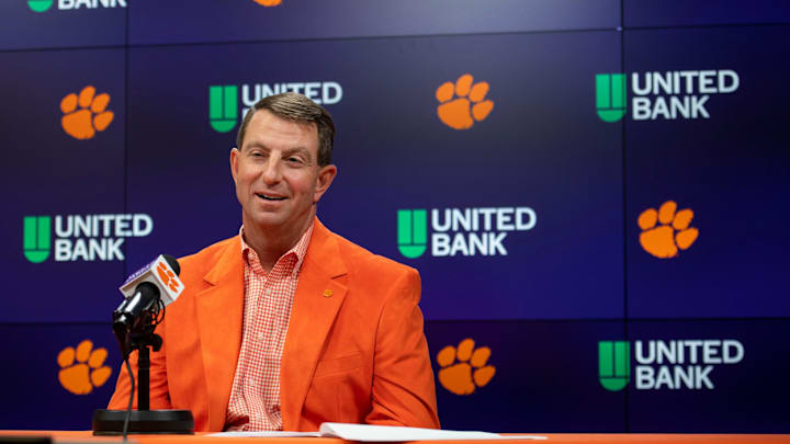 Clemson football Coach Dabo Swinney talks about Early National Letter of Intent Signing Day.