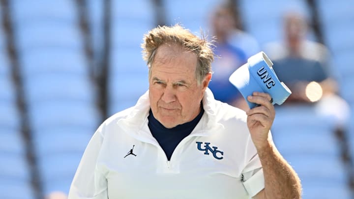 Sep 13, 2025; Chapel Hill, North Carolina, USA; North Carolina Tar Heels head coach Bill Belichick before the game at Kenan Stadium. Mandatory Credit: Bob Donnan-Imagn Images