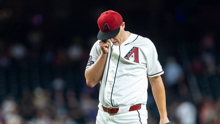 Aug 4, 2026; Phoenix, Arizona, USA; Arizona Diamondbacks pitcher Paul Sewald reacts in the seventh inning against the San Diego Padres at Chase Field. Mandatory Credit: Mark J. Rebilas-Imagn Images Aug 4, 2026; Phoenix, Arizona, USA; Arizona Diamondbacks pitcher Paul Sewald reacts in the seventh inning against the San Diego Padres at Chase Field. Mandatory Credit: Mark J. Rebilas-Imagn Images