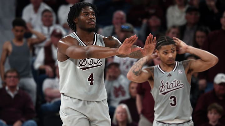 Feb 21, 2024; Starkville, Mississippi, USA; Mississippi State Bulldogs forward Cameron Matthews (4)
