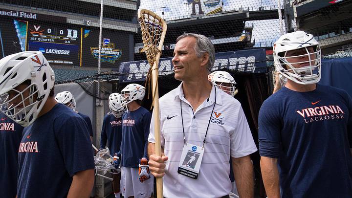 May 25, 2019; Philadelphia, PA, USA; Virginia Cavaliers head coach Lars Tiffany prepares to take the field for warm ups before a game against the Duke Blue Devils in the semifinals of the men's NCAA lacrosse national championship at Lincoln Financial Field. Mandatory Credit: Bill Streicher-Imagn Images May 25, 2019; Philadelphia, PA, USA; Virginia Cavaliers head coach Lars Tiffany prepares to take the field for warm ups before a game against the Duke Blue Devils in the semifinals of the men's NCAA lacrosse national championship at Lincoln Financial Field. Mandatory Credit: Bill Streicher-Imagn Images