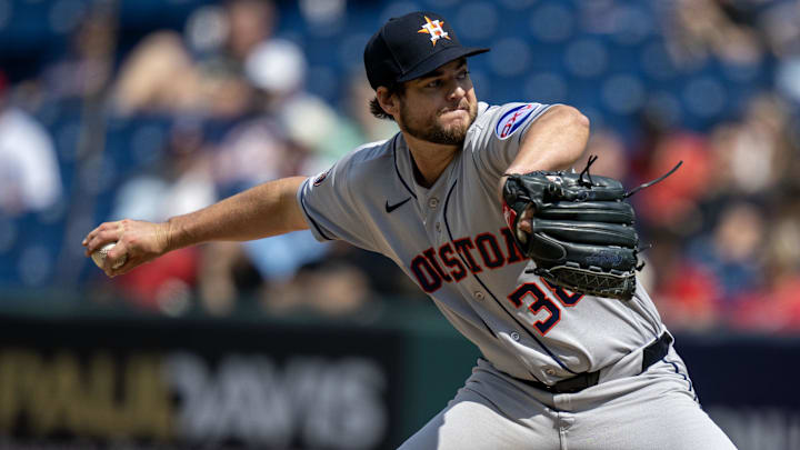Houston Astros starting pitcher Peter Lambert (38) throws a pitch. 
