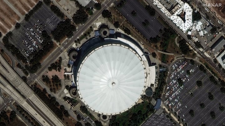 Tropicana Field, home to Major League Baseball's Tampa Bay Rays, on June 3, 2024. The 1.1 million square foot stadium is located in St. Petersburg, Florida, which was in Hurricane Milton's destructive path across the state on Oct. 9, 2024. Hurricane Milton spawned tornadoes and unleashed heavy winds, rain and flooding across the state as the region was still reeling from Hurricane Helene.