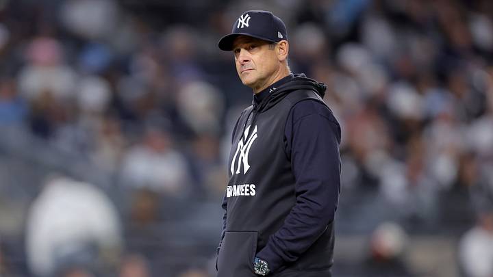Sep 25, 2026; Bronx, New York, USA; New York Yankees manager Aaron Boone (17) walks back to the dugout after making a pitching change during the third inning against the Baltimore Orioles at Yankee Stadium. Mandatory Credit: Brad Penner-Imagn Images