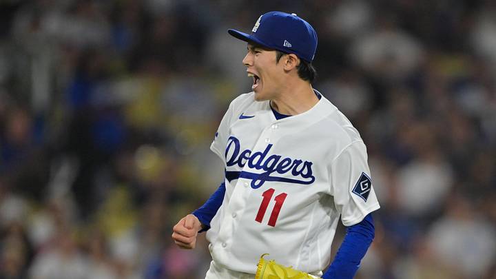 Jun 5, 2026; Los Angeles, California, USA; Los Angeles Dodgers pitcher Roki Sasaki (11) reacts after a strike out during the fifth inning against the Los Angeles Angels at Dodger Stadium. Mandatory Credit: Jayne Kamin-Oncea-Imagn Images Jun 5, 2026; Los Angeles, California, USA; Los Angeles Dodgers pitcher Roki Sasaki (11) reacts after a strike out during the fifth inning against the Los Angeles Angels at Dodger Stadium. Mandatory Credit: Jayne Kamin-Oncea-Imagn Images