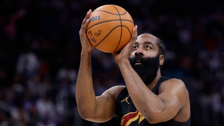 Cleveland Cavaliers guard James Harden (1) shots 