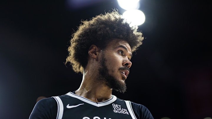Oct 16, 2024; Philadelphia, Pennsylvania, USA; Brooklyn Nets forward Cameron Johnson (2) plays against the Philadelphia 76ers during the first quarter at Wells Fargo Center. Mandatory Credit: Bill Streicher-Imagn Images