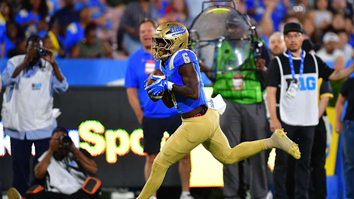 UCLA Bruins running back Anthony Woods. Mandatory Credit: Gary A. Vasquez-Imagn Images