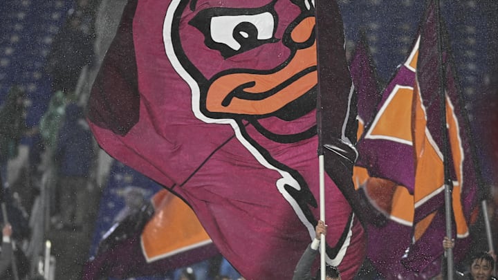 Dec 27, 2023; Annapolis, MD, USA;  Virginia Tech Hokies celebrates a fourth quarter touchdown