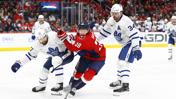 Mar 20, 2024; Washington, District of Columbia, USA; Washington Capitals defenseman Rasmus Sandin