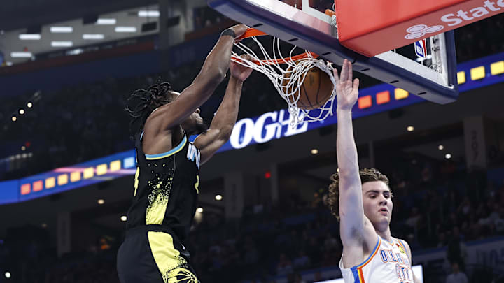 Mar 12, 2024; Oklahoma City, Oklahoma, USA; Indiana Pacers forward Aaron Nesmith (23) dunks against