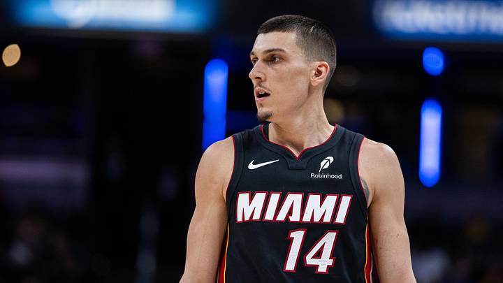 Mar 29, 2026; Indianapolis, Indiana, USA;  Miami Heat guard Tyler Herro (14) in the second half against the Indiana Pacers at Gainbridge Fieldhouse. Mandatory Credit: Trevor Ruszkowski-Imagn Images