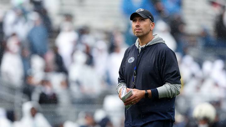 Penn State Nittany Lions head coach Matt Campbell looks on from the field during practice at Beaver Stadium. Penn State Nittany Lions head coach Matt Campbell looks on from the field during practice at Beaver Stadium.