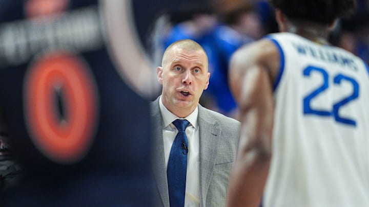 Kentucky men's basketball head coach Mark Pope during the game against No.1 Auburn Saturday afternoon in Lexington, Kentucky March 1, 2025