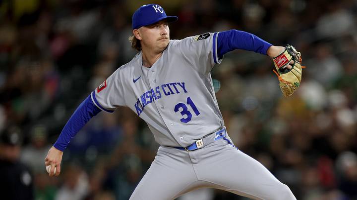 Apr 28, 2026; West Sacramento, California, USA; Kansas City Royals pitcher Nick Mears (31) throws a pitch against the Athletics during the ninth inning at Sutter Health Park. Mandatory Credit: Dennis Lee-Imagn Images Apr 28, 2026; West Sacramento, California, USA; Kansas City Royals pitcher Nick Mears (31) throws a pitch against the Athletics during the ninth inning at Sutter Health Park. Mandatory Credit: Dennis Lee-Imagn Images