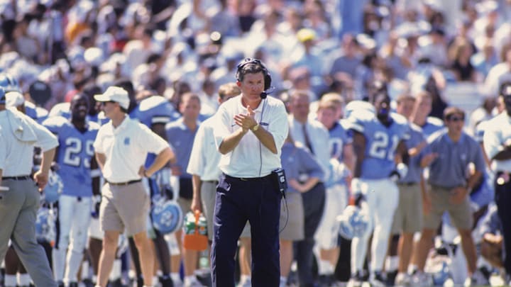 Former North Carolina head coach Mack Brown, who served two stints with the Tar Heels, is one of eight players or coaches from the school in the College Football Hall of Fame and the third coach. Former North Carolina head coach Mack Brown, who served two stints with the Tar Heels, is one of eight players or coaches from the school in the College Football Hall of Fame and the third coach.